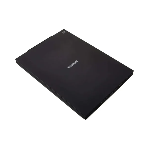 Canon CanoScan LiDE 400 double-hinged Z-Lid extended over a thick book