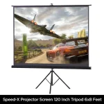 Multi-layer matte white fabric texture of the Speed-X projector screen with black backing