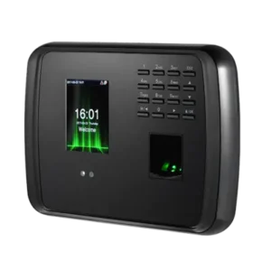Close-up of optical fingerprint sensor and facial recognition camera module on ZKTeco MB460