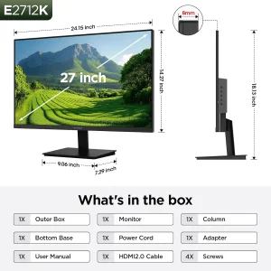 Low blue light and flicker free eye protection demonstration on KOORUI E2712K display panel
