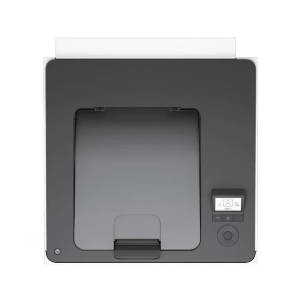 Rear ports of HP duplex color printer including Gigabit Ethernet and USB