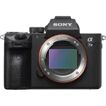 Front view of the Sony a7 III camera body displaying the E-mount lens ring and sensor.