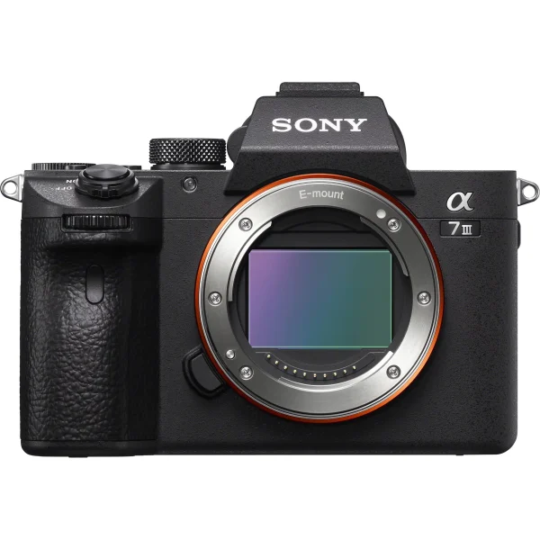 Front view of the Sony a7 III camera body displaying the E-mount lens ring and sensor.
