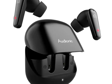 Audionic Airbud 595 Flip wireless earbuds with open flip charging case