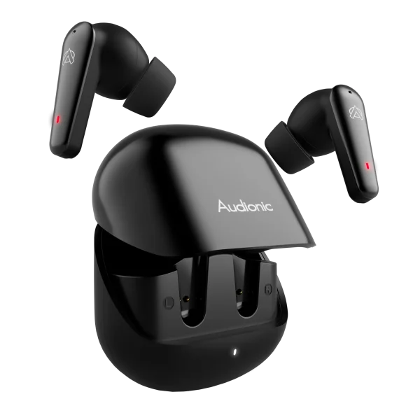 Audionic Airbud 595 Flip Charging Case Overview Audionic Airbud 595 Flip wireless earbuds with open flip charging case