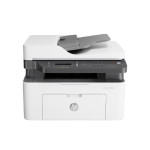 HP Laser MFP 139fnw wireless printer showing control panel and tray