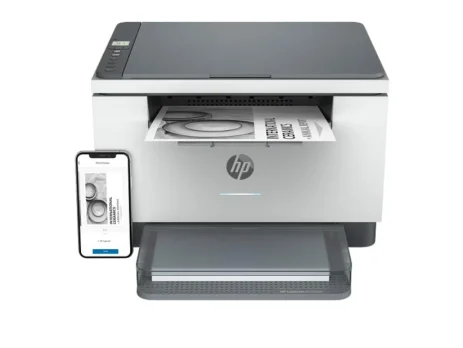 Front profile of HP LaserJet MFP M236dw wireless monochrome printer