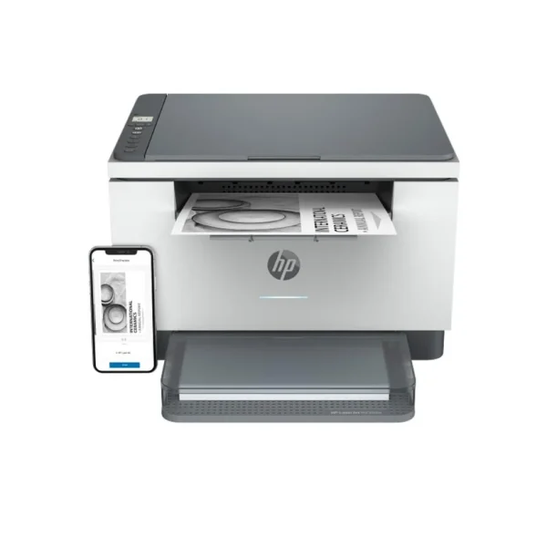 HP LaserJet MFP M236dw Front View Front profile of HP LaserJet MFP M236dw wireless monochrome printer