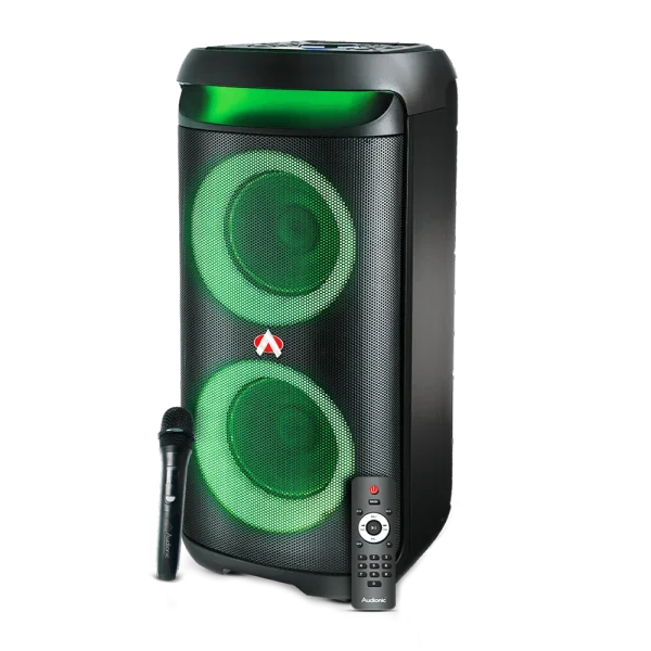 Audionic Hummer H35 Portable Speaker Overview Audionic Hummer H35 50W portable party speaker with wireless microphone and RGB lights