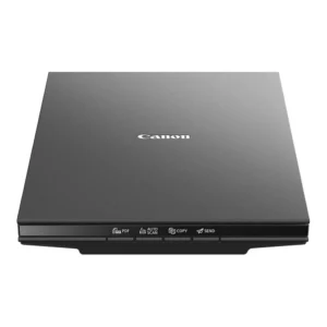 Front view of Canon CanoScan LiDE 300 flatbed scanner on office desk