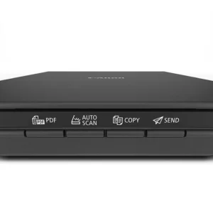 Close-up of four EZ operation buttons on Canon CanoScan LiDE 300 scanner