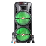 Audionic Trolly Speaker Mehfil MH-1212 Advance front view with two wireless microphones