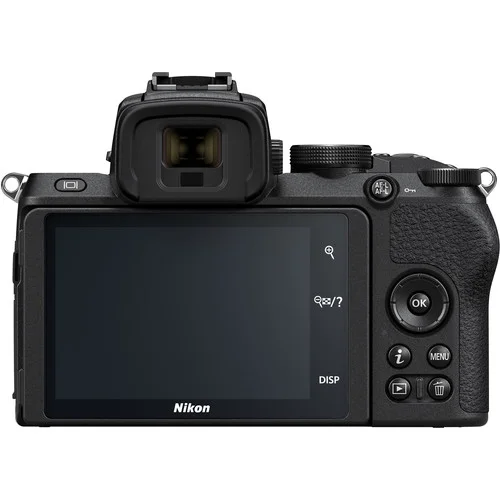 Side view of the open side panel door revealing input ports on the Nikon Z50 camera.