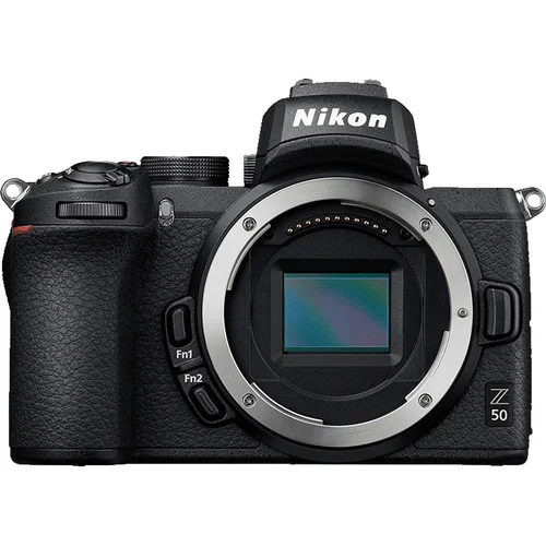 Nikon Z50 Camera Body Front View Front view of the black Nikon Z50 camera body showing the Z mount and APS-C sensor ring