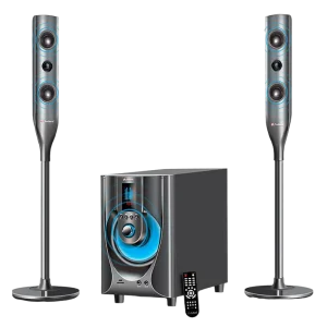 Connectivity options on Audionic Reborn RB-95 Multimedia Speaker showing USB, AUX, and NFC