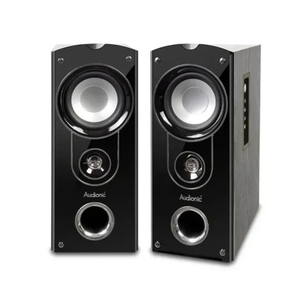 Audionic Classic 5 Speaker System Overview Audionic Classic 5 2.1 channel speaker system with wooden subwoofer and satellites
