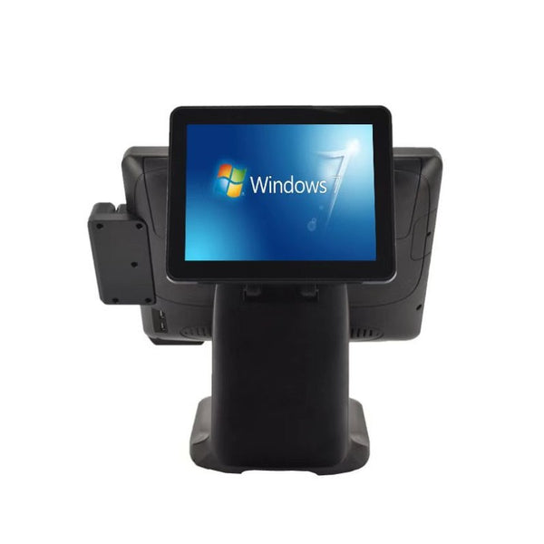 Close-up of the 15-inch touch screen interface on Black Copper POS