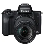Front view of Canon EOS M50 with 18-150mm Lens kit in black