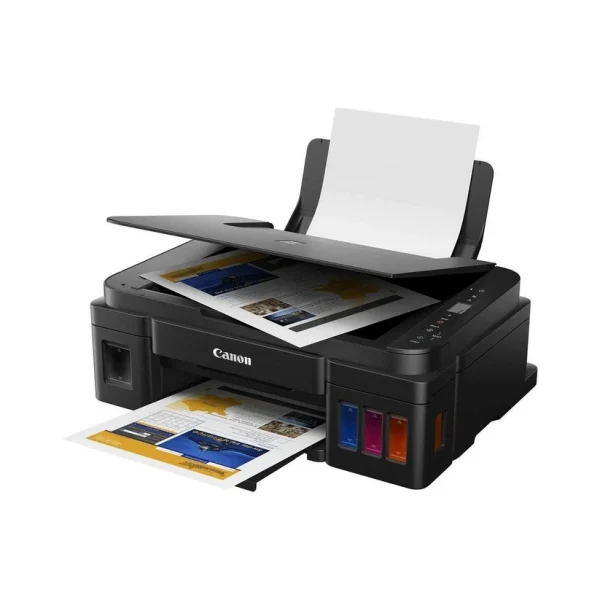 Open flatbed scanner lid on Canon PIXMA G2010 printer