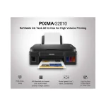 Canon PIXMA G2010 Ink Tank printer front view showing integrated transparent ink tanks