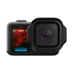Front perspective of the GoPro MISSION 1 compact 8K cinema camera