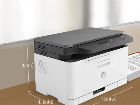 HP Color Laser MFP 178nw multifunction printer front view with paper tray