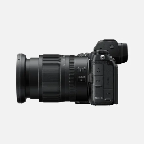 Side view displaying microphone input, headphone jack, and USB-C port on Nikon Z 6II.
