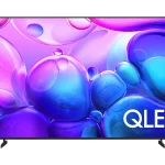 Front view of Samsung 55 Inch Q6F QLED 4K Smart TV on desktop stand