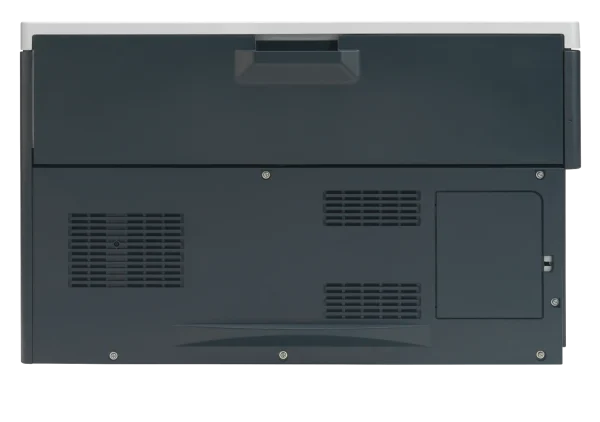 Back panel connections of HP CP5225dn highlighting Ethernet LAN and USB 2.0 ports