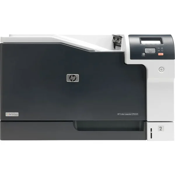 2-line LCD control panel and navigation buttons on HP CP5225dn printer