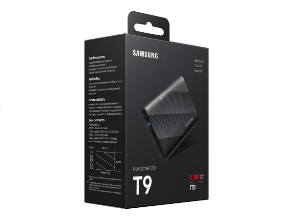 Samsung T9 1TB Portable SSD with included USB Type-C and Type-A cables
