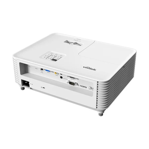 Vivitek DX331 projector mounted on office ceiling projecting onto screen