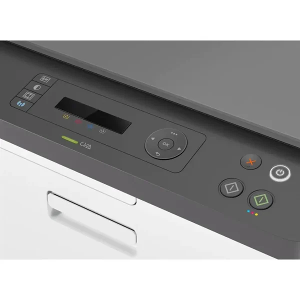 Smartphone connecting wirelessly to HP Color Laser MFP 178nw control panel