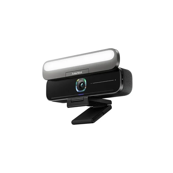 AnkerWork B600 All-in-One Video Bar Front View Front view of AnkerWork B600 4-in-1 Video Bar showing 2K Webcam lens and sleek casing