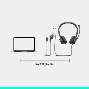 Inline volume and mute control buttons on Logitech H390 cable