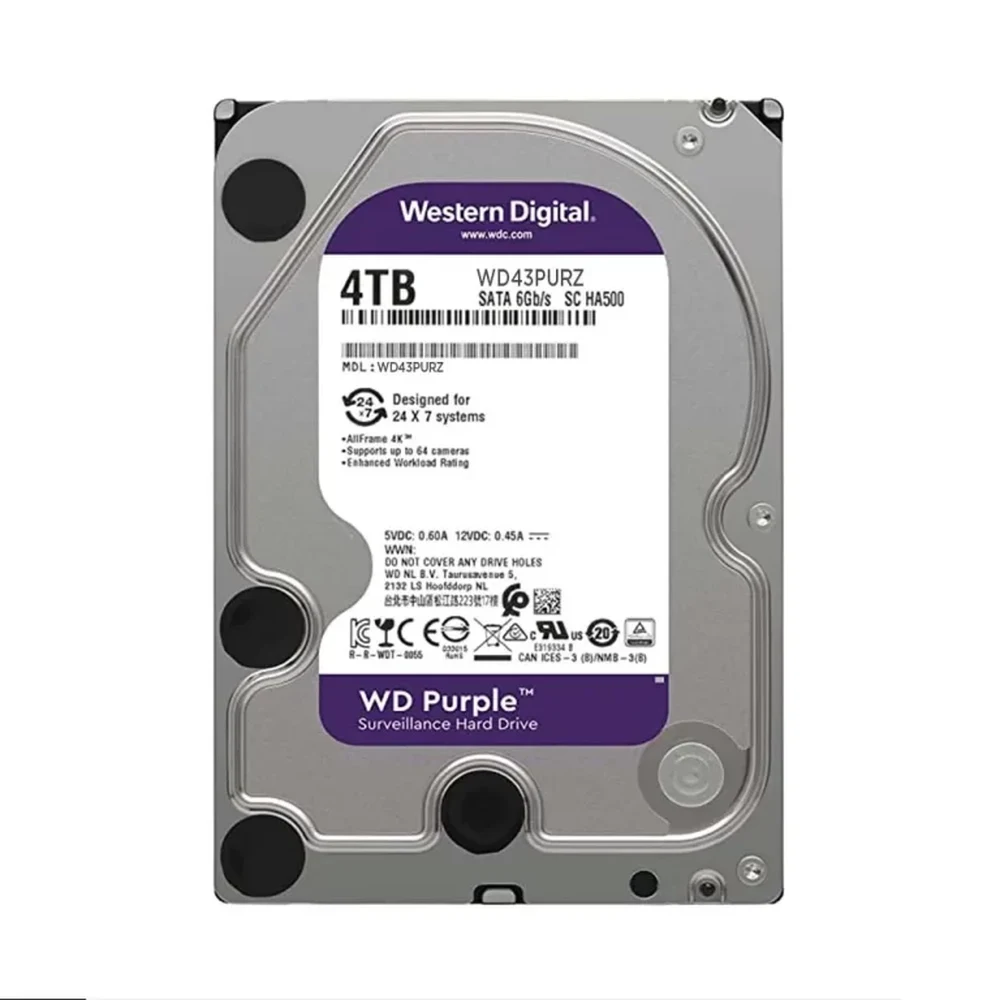 WD Purple 4TB Surveillance Hard Drive (WD40PURX / WD43PURZ) - product view