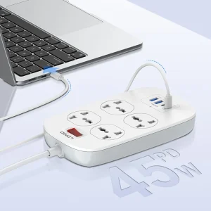 LDNIO SC4407C 45W 4-Port Power Strip (EU Plug, New Edition) – gallery view