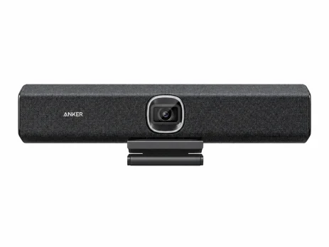 Front view of Anker PowerConf B500 Videobar Webcam showing 120-degree lens and speaker grille