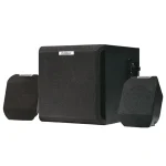 Edifier X100B 2.1 gaming speaker system setup with subwoofer and satellites