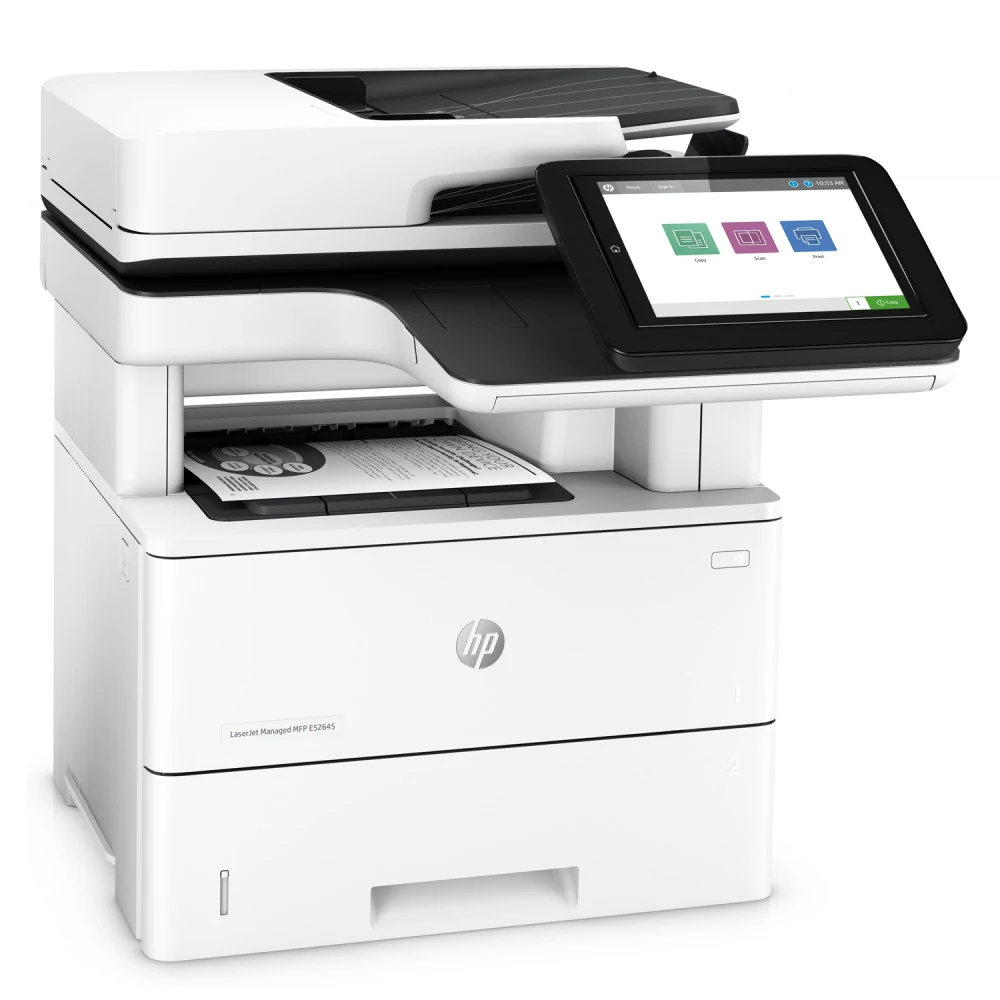 HP LaserJet Managed MFP E52645 paper trays and ADF