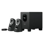 Front view of Logitech Z313 2.1 Channel Speaker with Subwoofer system setup for desktop computers
