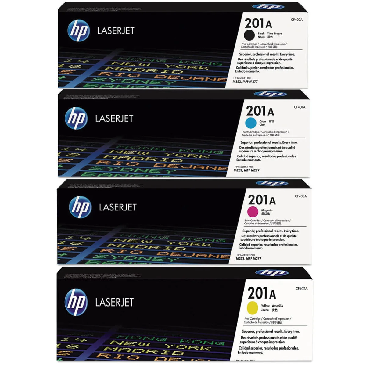 HP 201A Original LaserJet Toner Cartridge Set – 4-Color CMYK Pack