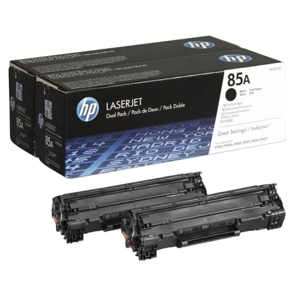 HP 85A 2-Pack Black Original Toner Cartridges (CE285AD) – 3200 Pages Total – Original Toner
