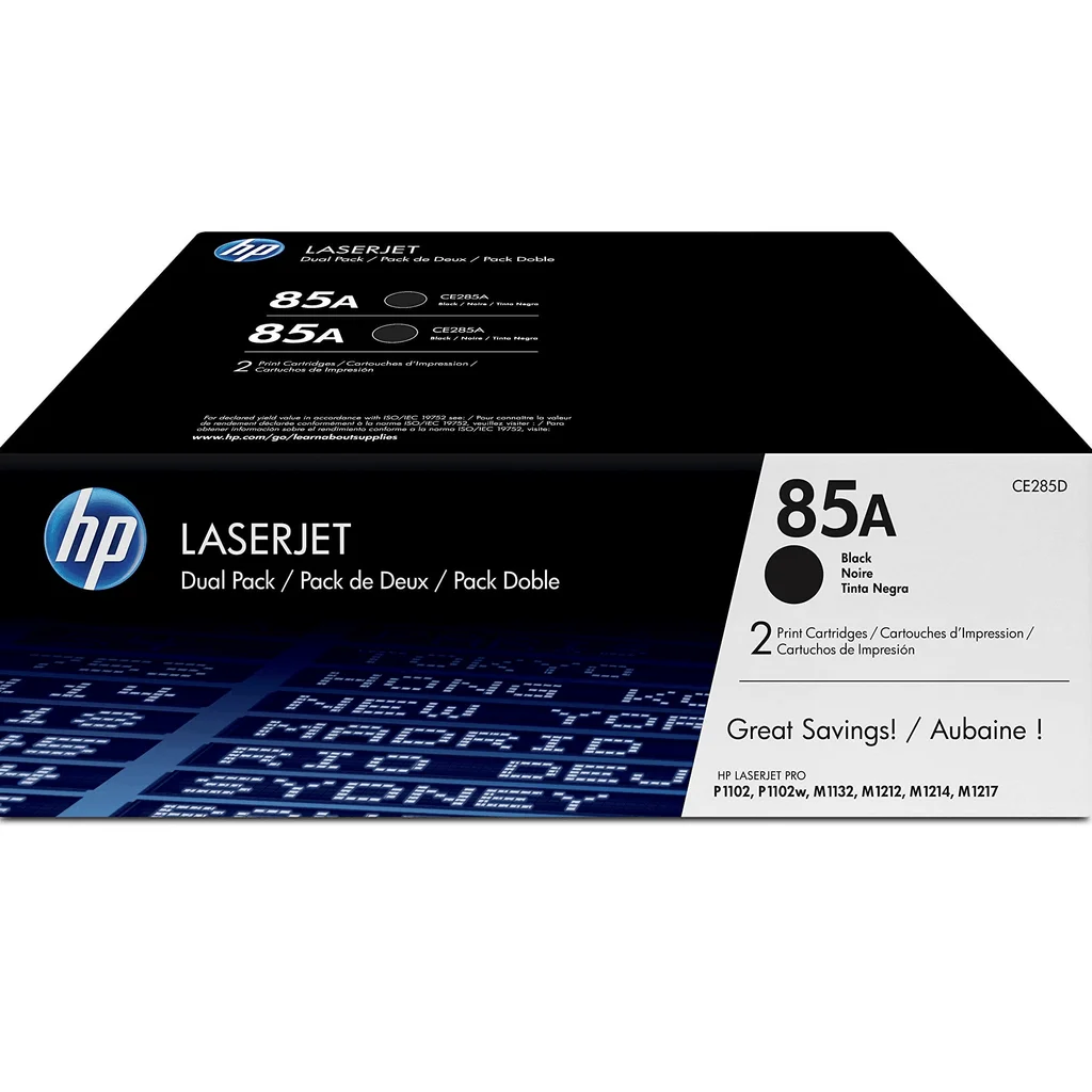 HP 85A 2-Pack Black Original Toner Cartridges (CE285AD) – 3200 Pages Total