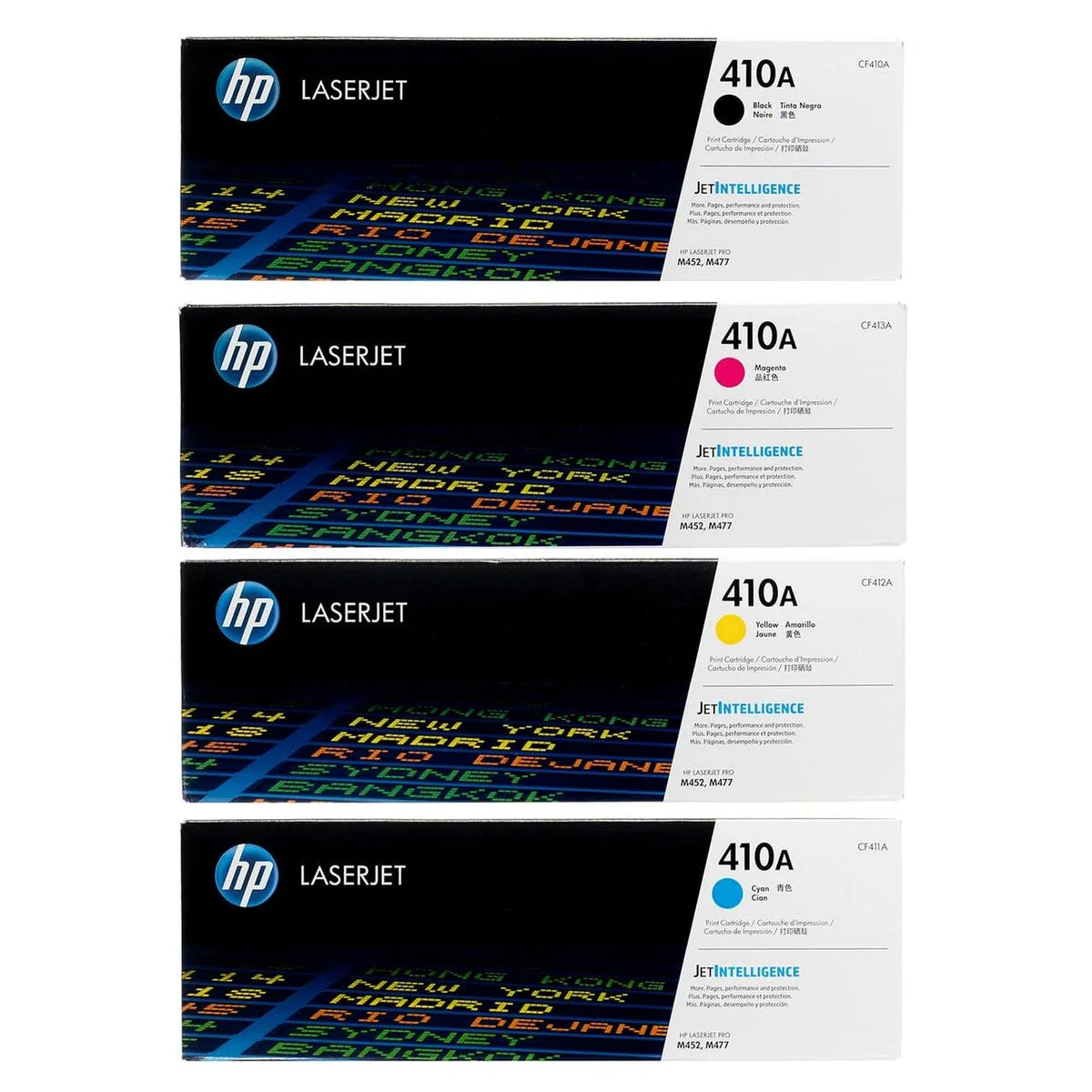 HP 410A Original LaserJet Toner Cartridge Set – 4-Color CMYK Pack
