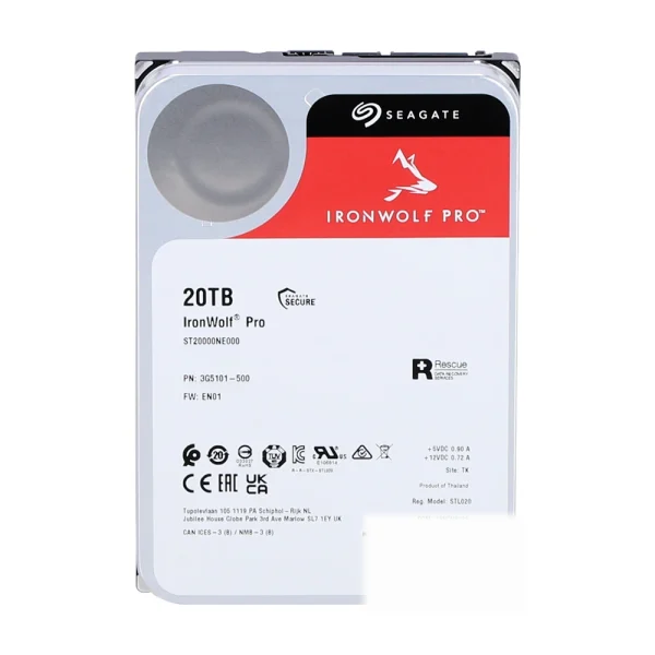 Seagate IronWolf Pro 20TB NAS hard drive front view ST20000NE000