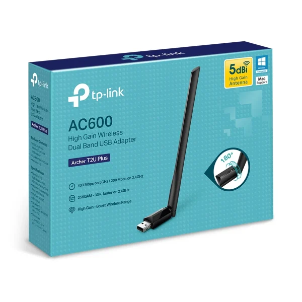 TP-Link Archer T2U Plus AC600 High Gain USB Wi-Fi Adapter
